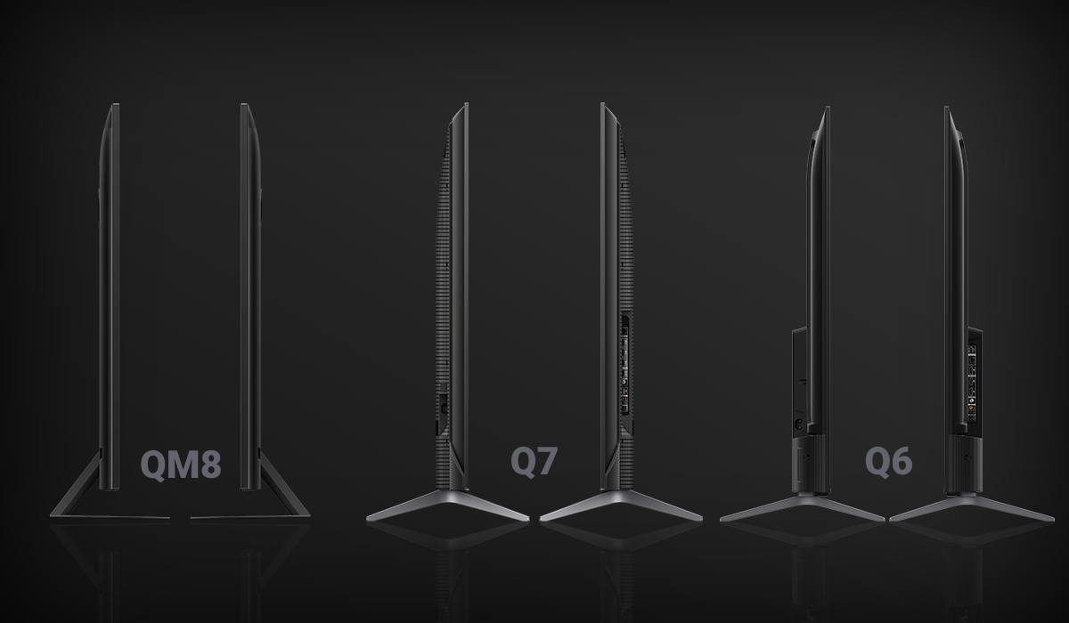 Side views of the QM8, Q7, and Q6